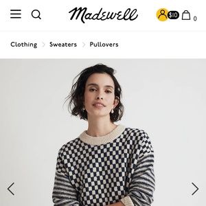 EUC Madewell Crewneck Sweater in Checked Stripe